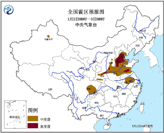 霾黄色预警持续 华北黄淮江淮等地有雾和霾