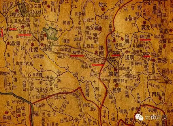 民国时期·云南省分道分县局部地图图片