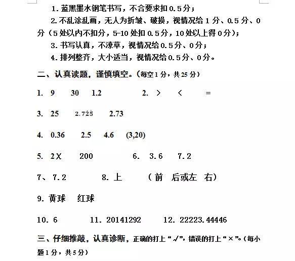 【呼和浩特2015小学五年级下册数学期末试卷】