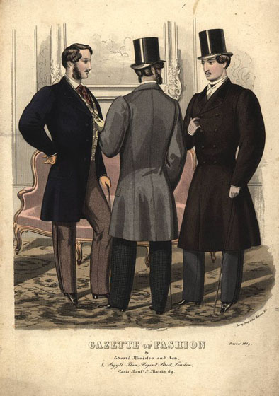 那个时期的绅士穿衣非常考究,服装都要到伦敦定制的,男装逐渐