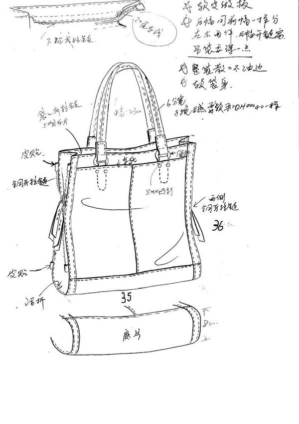 但是不会给样品来做设计打板 2,合格的设计师:来女包样品,分析,制作