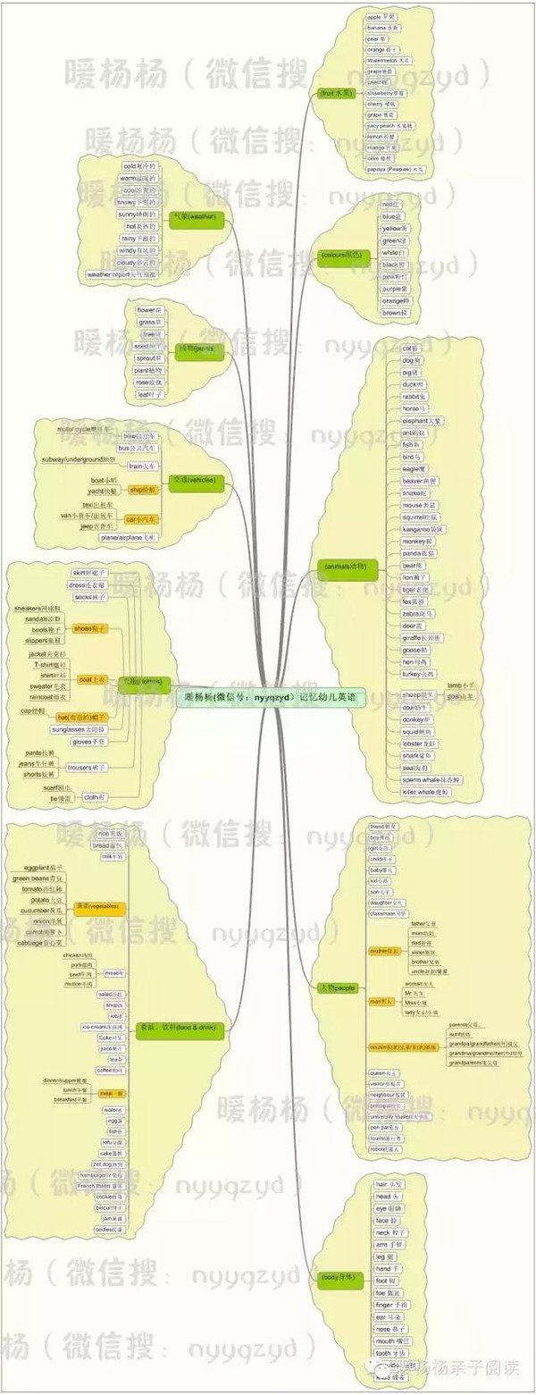 原创幼儿英语单词记忆思维导图