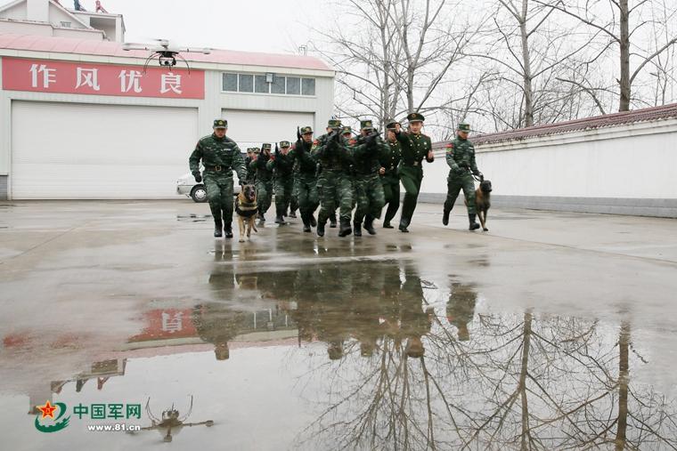 安徽武警备战春运出动无人机 警犬抢镜(组图),