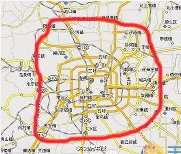 北京六环区域示意图图片