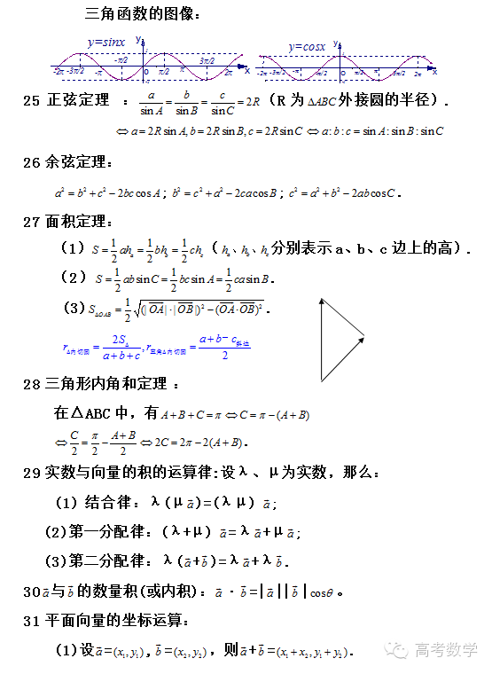 高中文科数学公式大全