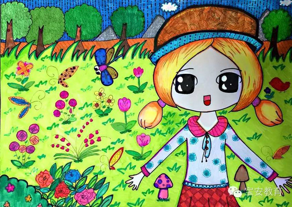 宝安小学生手绘漫画恭祝新年