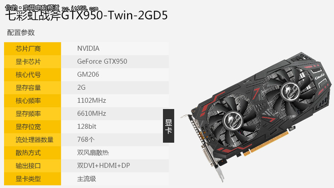 显卡:七彩虹战斧gtx950-twin-2gd5