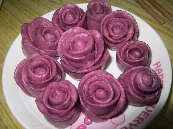 2,紫薯玫瑰花馒头