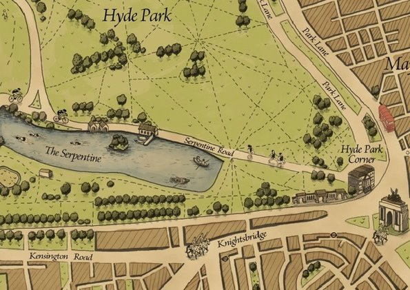 世纪风格手绘伦敦地图 – wellington"st
