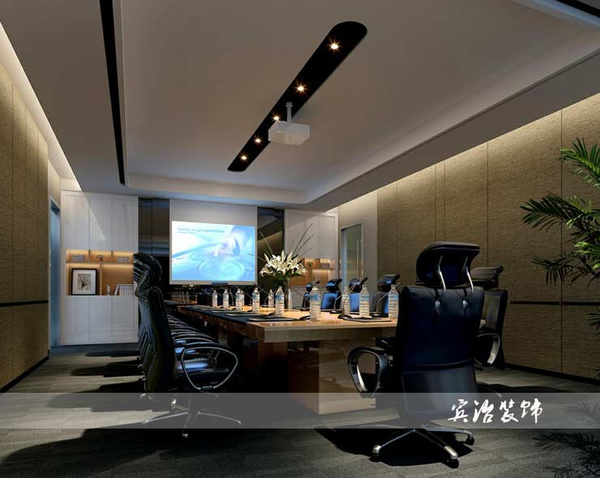 高端办公室装修设计墙布色彩选取