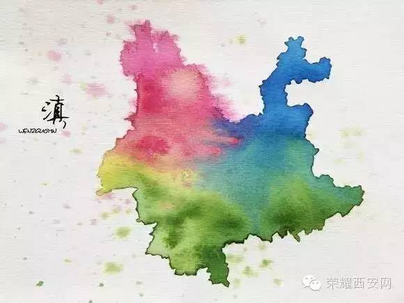 各省市的水彩画地图,陕西竟然是.