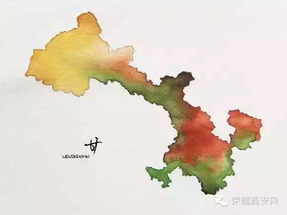 各省市的水彩画地图,陕西竟然是.