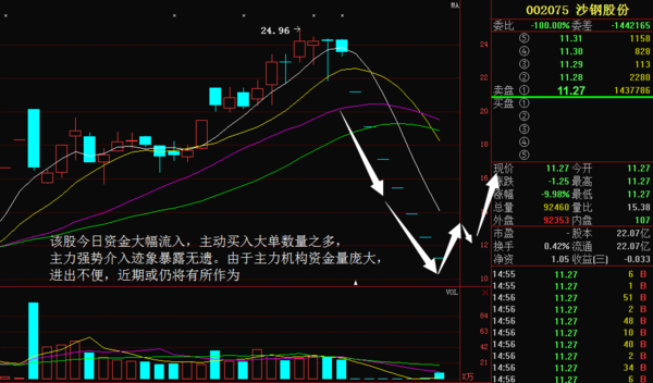 沙钢股份主力强势介入暴露无遗,一字跌已成过