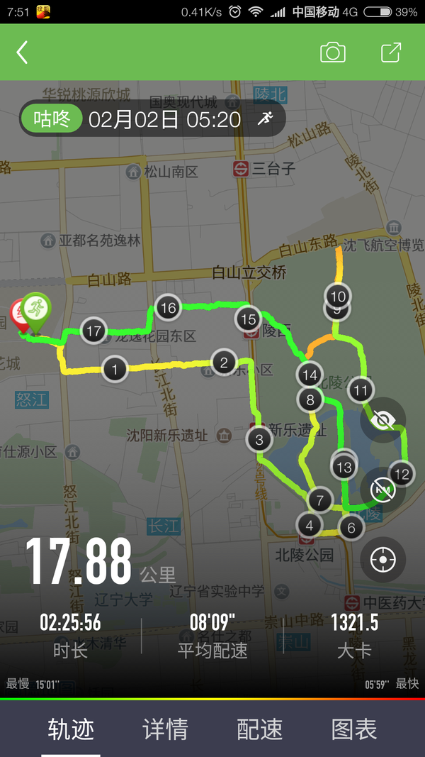 帖地飞行跑团大海2月2日跑步17.8km