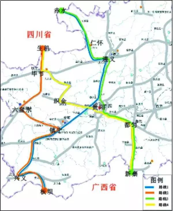 广西贵州至四川 路线1:百色方向从汕昆高速板江段,从板坝