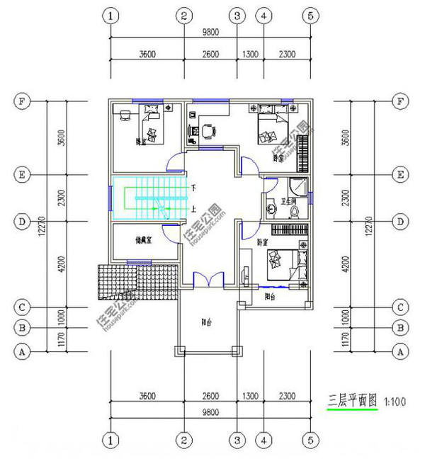 新农村自建房12米10米3层半带车库露台含平面图