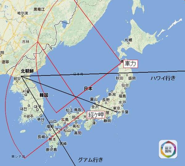 日本部署对朝雷达监控区域示意图。
