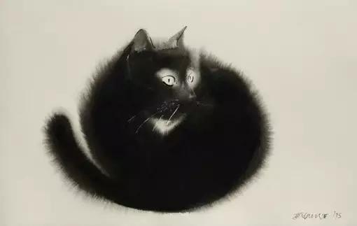 水墨画风格猫咪插画,跃然纸上的喵