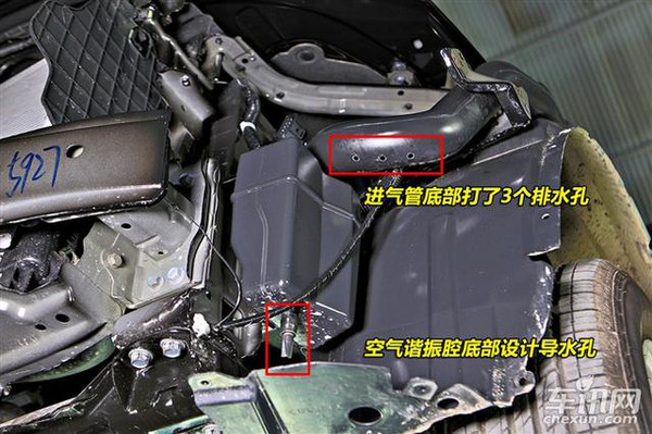 野马t70发动机舱边缘有两个不错的设计,一个是进气口下面的高清图片