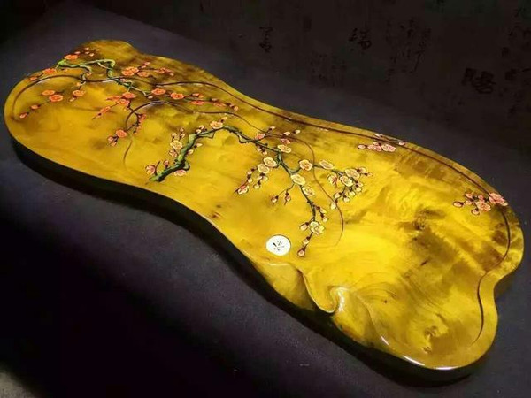 金丝楠木梅花茶盘 我在如沐春风里赏梅,别有风味