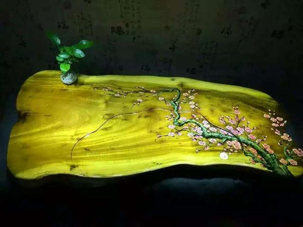 金丝楠木梅花茶盘 我在如沐春风里赏梅,别有风味