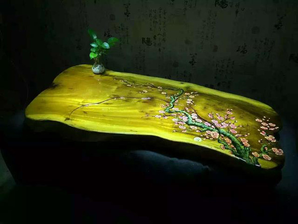 金丝楠木梅花茶盘 我在如沐春风里赏梅,别有风味