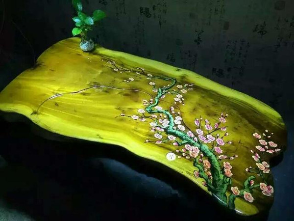 金丝楠木梅花茶盘 我在如沐春风里赏梅,别有风味