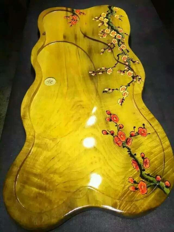 金丝楠木梅花茶盘 我在如沐春风里赏梅,别有风味