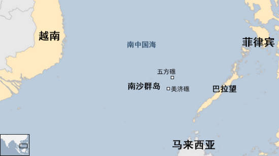 原文配图：五方礁相对位置图。