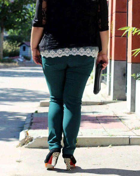 200斤胖女人穿铅笔裤是什么样的效果?胖模特实拍照