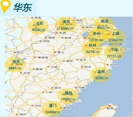 其中上海的房价均价为37062元/平米,杭州,南京紧随其后.