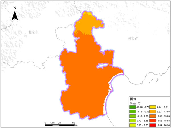 天津市多年平均气温空间分布数据是推出的气象气候类数据产品之一