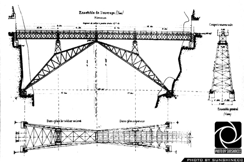 法国设计师设计滇越铁路k字桥的图纸(图片为网友收藏)