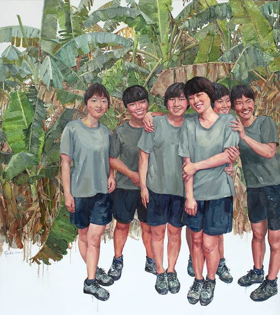 罗敏作品：版纳女兵+220x200cm+布面油画+2012年