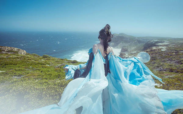 古风美女海边写真桌面壁纸