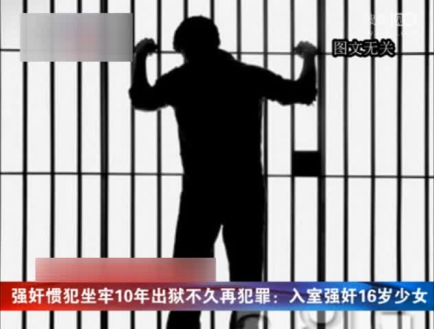 强奸惯犯坐牢10年出狱再犯罪入室强奸幼师