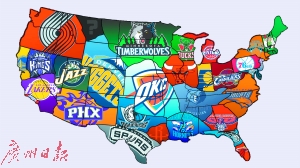 nba各队主场地分布图.