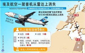据埃及航空公司发布,航班ms804从巴黎夏尔·戴高乐机场飞往