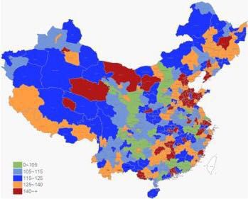 (2017年中国大陆地区初婚年龄性别比图。图片来源:《大国空巢》图文版)