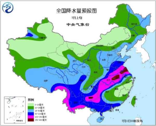 局部可达400毫米;大部地区降雨量比常年同期偏多5成至1倍,局部偏多2-3