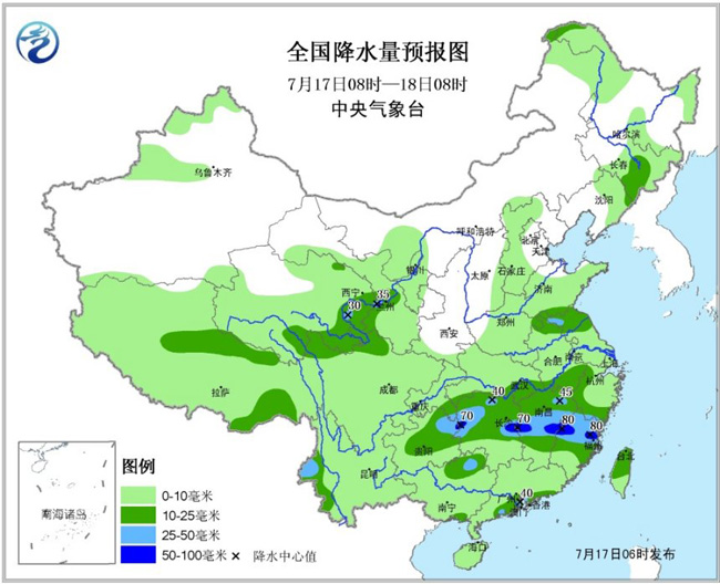 18日08时至19日08时,黄淮西部、江汉、江淮西部、江南北部、四川盆地大部、西北地区东部、云南西北部等地的部分地区有大雨或暴雨,其中,湖北西南部、四川盆地北部局地有大暴雨(100~140毫米);上述部分地区伴有短时强降水、雷暴大风或冰雹等强对流天气。