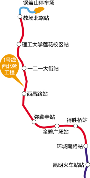 昆明地铁1号线西北延工程环评公示线路起于教场北路止图片