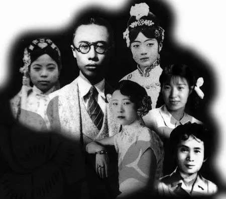 溥仪和他的五任夫人。