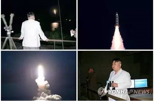 朝鲜《劳作美色诱惑
》8月24日公布的潜射导弹试射现场照。