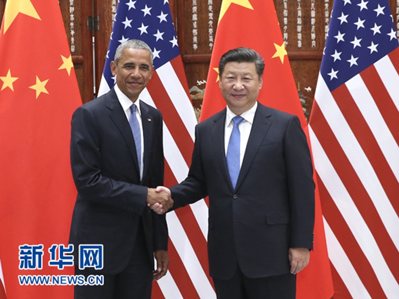 9月3日,国家主席习近平在杭州西湖国宾馆会见前来出席二十国集团领导人杭州峰会的美国总统奥巴马。 新华社记者庞兴雷摄