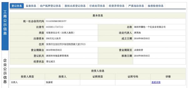 深圳市赚他一个亿实业有限公司工商信息。网络资料