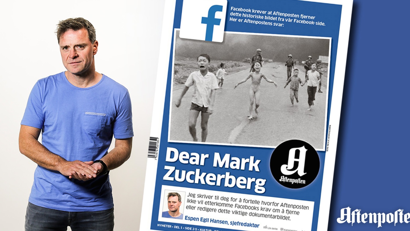 《Aftenposten》在头版刊登公开信，谴责脸书