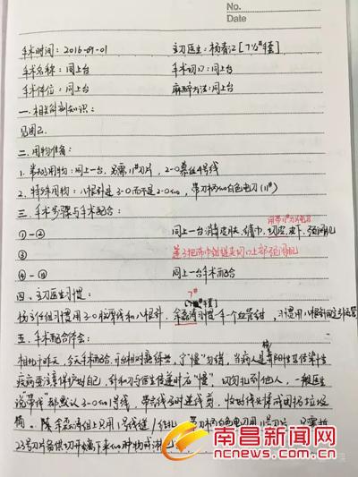 90后美女护士手术笔记走红 字迹工整解剖图手绘