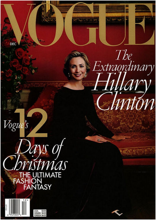 1998年12月，希拉里首次登上美版《Vogue》的封面