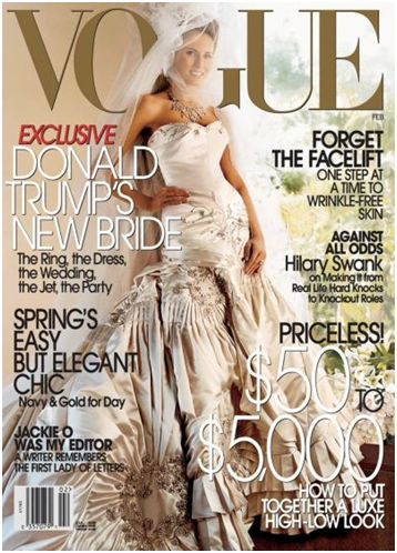 2005年，特朗普现任妻子Melania登上《Vogue》杂志封面